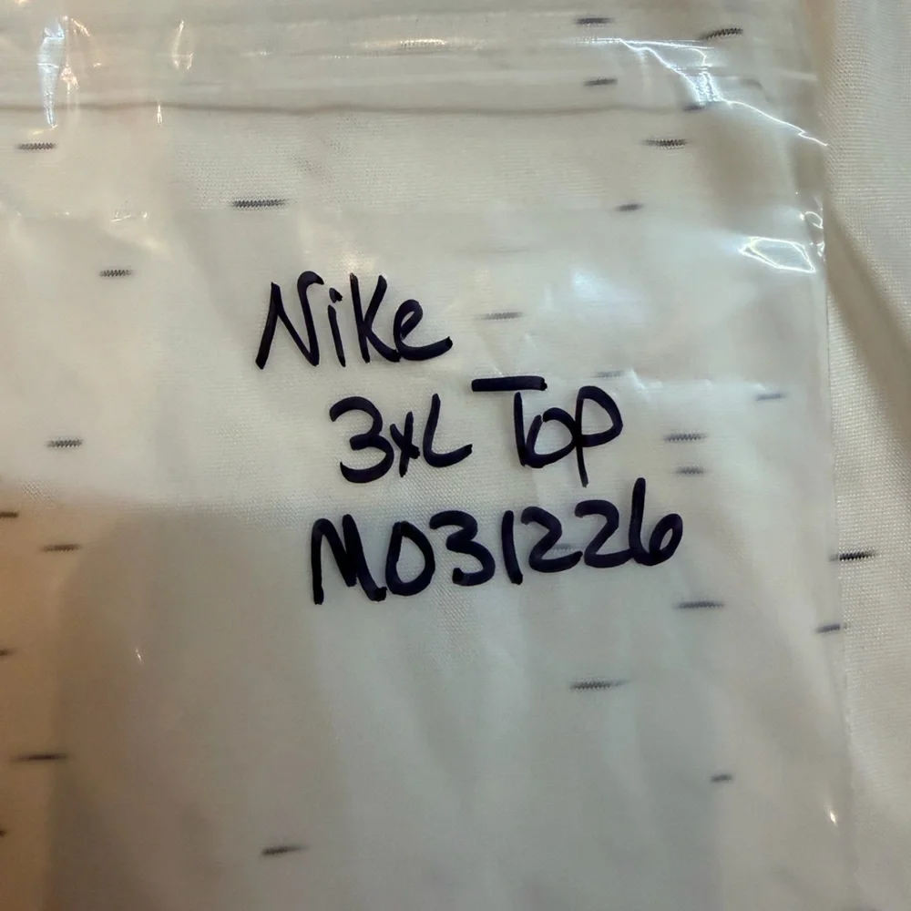 Nike 3XL Athletic Shirt V Neck White Blue Stripe Swoosh